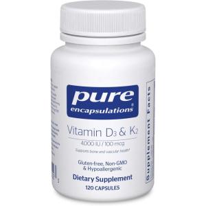 Pure Encapsulations Vitamin D3 & K2 – Bone & Vascular Health Support – Immune Function Support* – Gluten Free – Non-GMO – 120 Capsules(120 Count (Pack of 1))