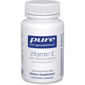 Pure Encapsulations Vitamin E (with Mixed Tocopherols) – Antioxidant Protection & Cellular Function – Contains Mixed Tocopherols – Non-GMO – 180 Softgel Capsules(90 Count (Pack of 1))