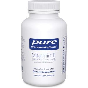 Pure Encapsulations Vitamin E (with Mixed Tocopherols) – Antioxidant Protection & Cellular Function – Contains Mixed Tocopherols – Non-GMO – 180 Softgel Capsules(180 Count (Pack of 1))
