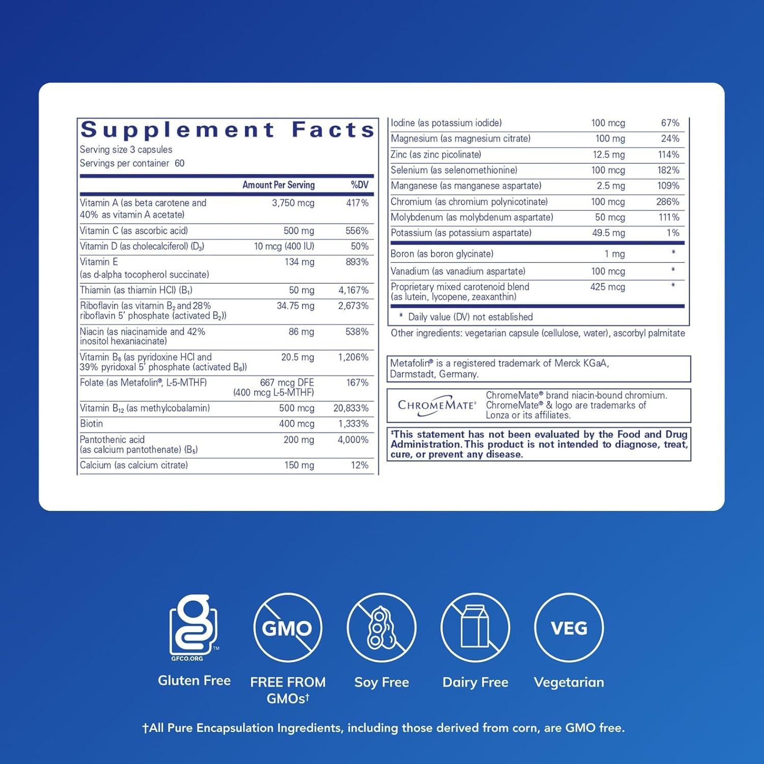 image:imagePure Encapsulations Nutrient 950 A Without Copper amp Iron Hypoallergenic MultiVitaminMineral Formula for Optimal Health 180 Capsules