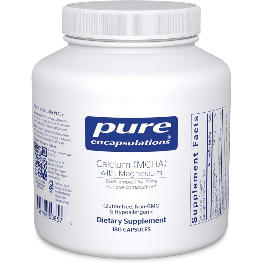 image:imagePure Encapsulations Calcium MCHA with Magnesium Hypoallergenic Dietary Supplement for Bone Support 180 Capsules