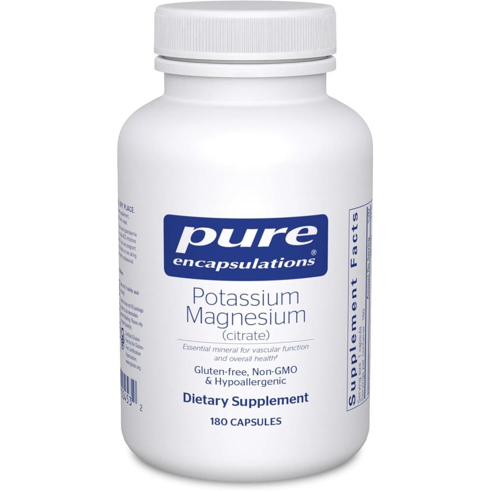 image:imagePure Encapsulations Potassium Magnesium Citrate  for Heart Health amp Bone Mineralization  Optimal Absorption  Gluten Free amp NonGMO  180 Capsules