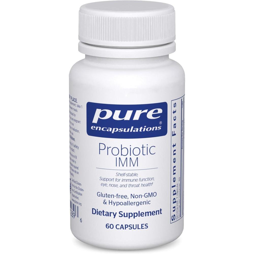 image:imagePure Encapsulations Probiotic IMM Shelf Stable Probiotic Blend to Support Immune Function and Maintain Eye Nose and Throat Health 60 CapsulesStandard Packaging