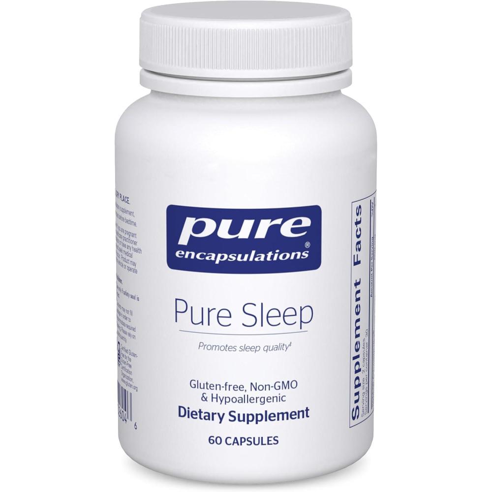 image:imagePure Encapsulations Pure Sleep MelatoninFree Calming Sleep Supplement for Relaxation Support Ashwagandha Saffron amp Valerian GlutenFree Hypoallergenic NonGMO 60 Count 30 Servings