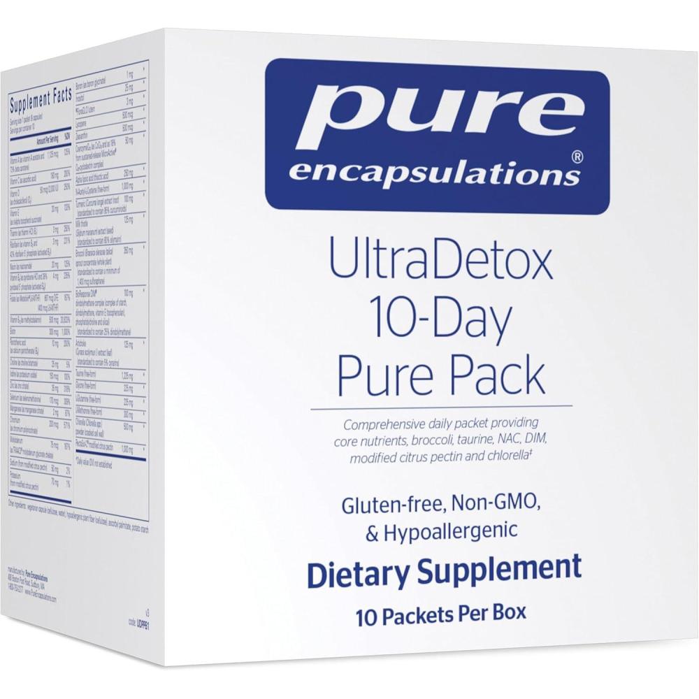 image:imagePure Encapsulations UltraDetox 10Day Pure Pack Providing Core Nutrients Broccoli Taurine NAC DIM Modified Citrus Pectin and Chlorella 10 Packets