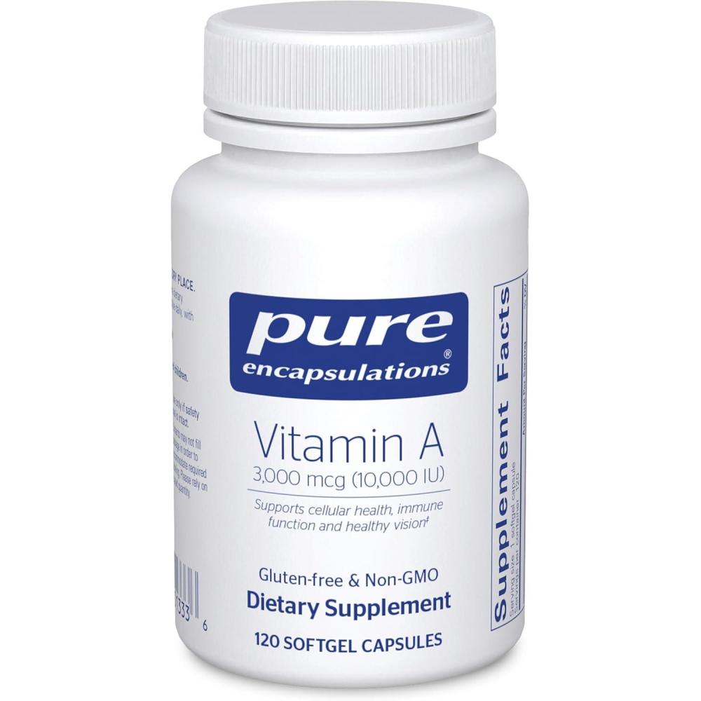 image:imagePure Encapsulations Vitamin A 3000 mcg from Cod Liver Oil Immune amp Vision Support Vitamin A Palmitate Supplement NonGMO 120 Softgel Capsules