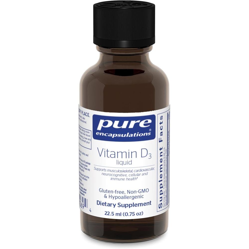 image:imagePure Encapsulations Vitamin D3 Liquid Supplement to Support Bone Breast Cardiovascular Colon and Immune Health 075 fl oz