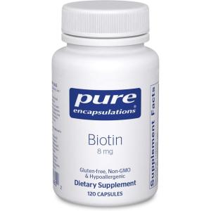 Pure Encapsulations Biotin 8 mg – B Vitamin Supplement to Aid Stress Relief, Hair, Skin & Nail Strengthening, Metabolism, Carbohydrate Support & Nervous System* – with Premium Biotin – 60 Capsules(120 Count (Pack of 1))