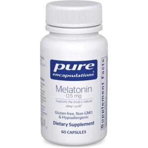 Pure Encapsulations Melatonin 0.5 mg – Natural Sleep Helper for Bedtime – Regulates Sleep-Wake Cycle – 0.5 mg Melatonin – Vegan & Non-GMO – 180 Capsules(60 Count (Pack of 1))