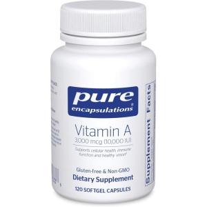 Pure Encapsulations Vitamin A – 3,000 mcg – from Cod Liver Oil – Immune & Vision Support* – Vitamin A Palmitate Supplement – Non-GMO – 120 Softgel Capsules