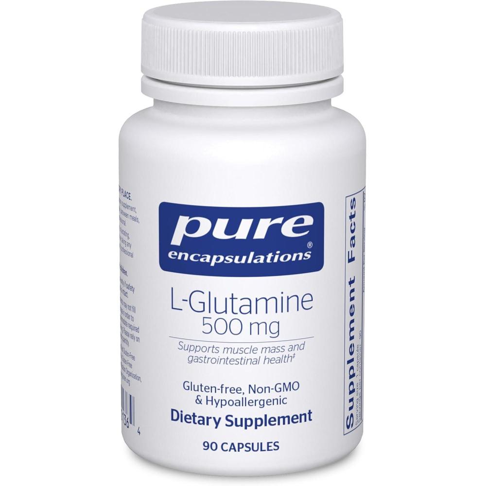 image:imagePure Encapsulations LGlutamine 500 mg Supplement for Immune and Digestive Support Gut Health and Lining Metabolism and Muscle Support with FreeForm LGlutamine 90 Capsules
