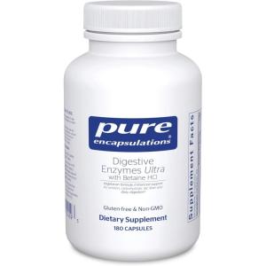 Pure Encapsulations Digestive Enzymes Ultra with Betaine HCl – Vegetarian Digestive Enzyme Supplement to Support Protein, Carb, Fiber, and Dairy Digestion* – 180 Capsules