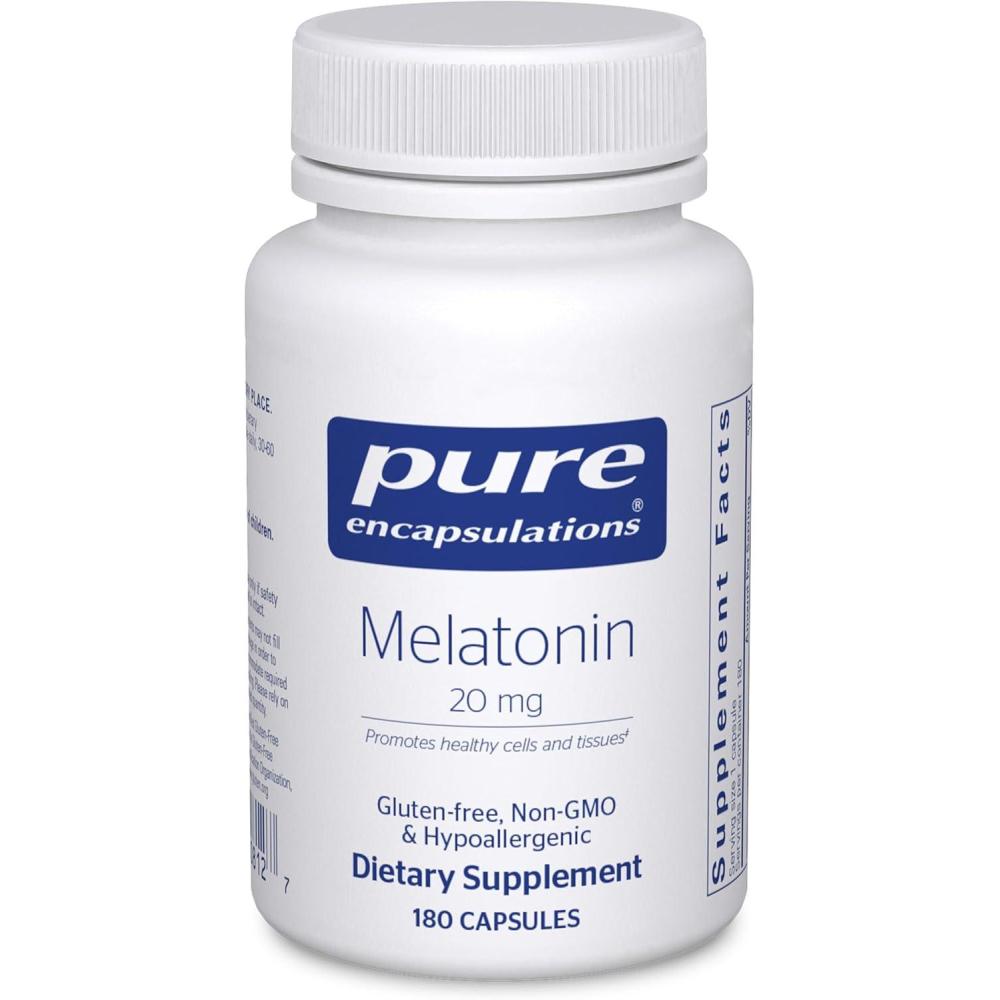 image:imagePure Encapsulations Melatonin 20 mg  Not Intended for Sleep Support  for Immune System amp Healthy Cells  995 Purity Melatonin  Gluten Free amp NonGMO  180 Capsules180 Count Pack of 1
