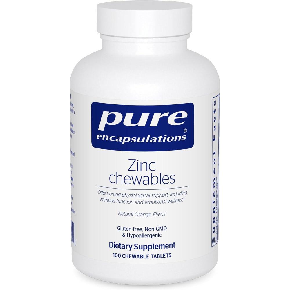 image:imagePure Encapsulations Zinc Chewables Supplement for Immune System Support Growth and Development and Wound Healing 100 Chewable Tablets Natural Orange Flavor