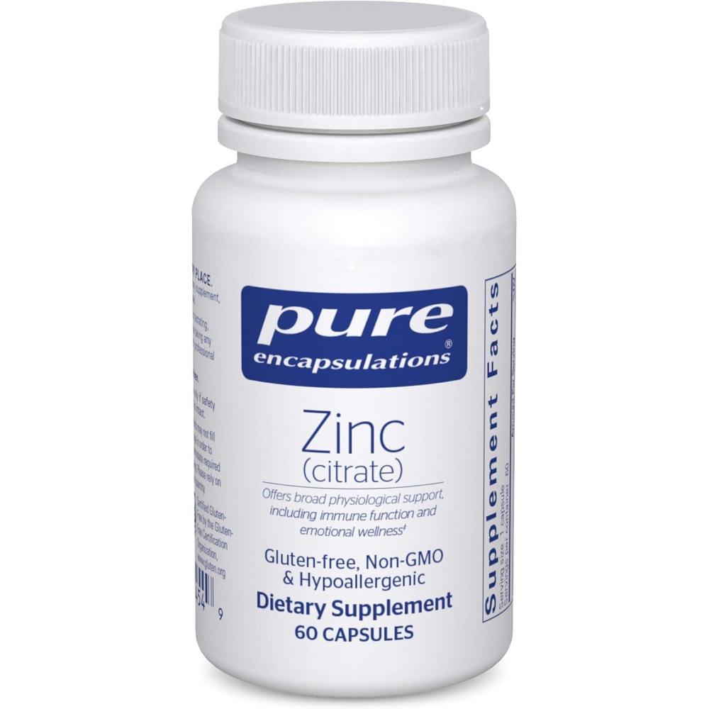 image:imagePure Encapsulations Zinc Citrate for Immune System Tissue Development amp Metabolism Mineral Supplement with Enzymes Highly Absorbable Zinc Vegan amp NonGMO 180 Capsules60 Count Pack of 1