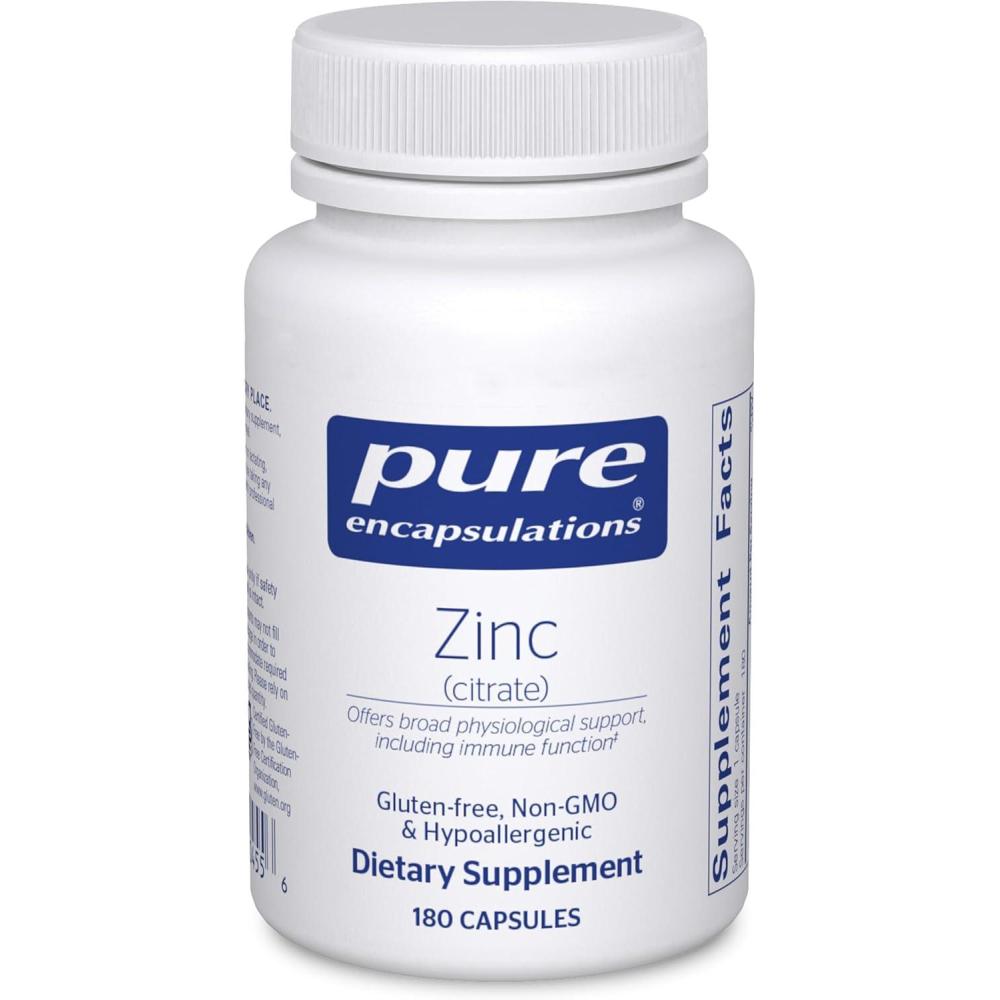 image:imagePure Encapsulations Zinc Citrate for Immune System Tissue Development amp Metabolism Mineral Supplement with Enzymes Highly Absorbable Zinc Vegan amp NonGMO 180 Capsules180 Count Pack of 1
