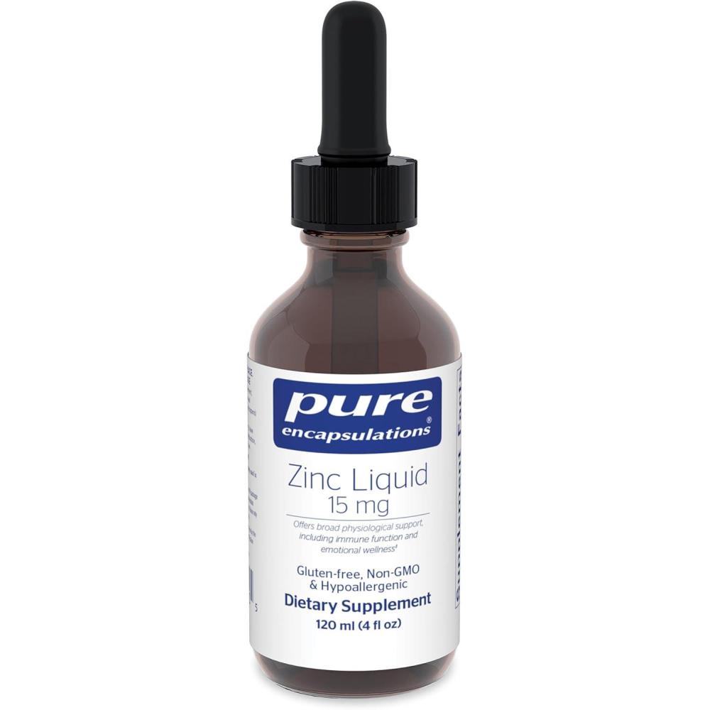 image:imagePure Encapsulations Zinc Liquid 15 mg Zinc Gluconate Hypoallergenic Supplement for Immune Support 4 fl oz