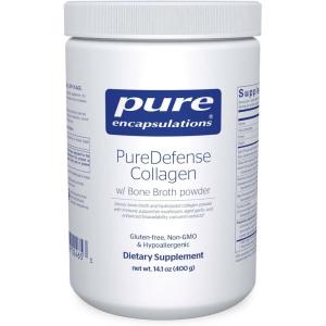 Pure Encapsulations PureDefense Collagen w/Bone Broth | Savory Bone Broth and Hydrolyzed Collagen Powder with Mushroom, Aged Garlic, and Enhanced Bioavailability Curcumin Extracts | 14.1 Ounces