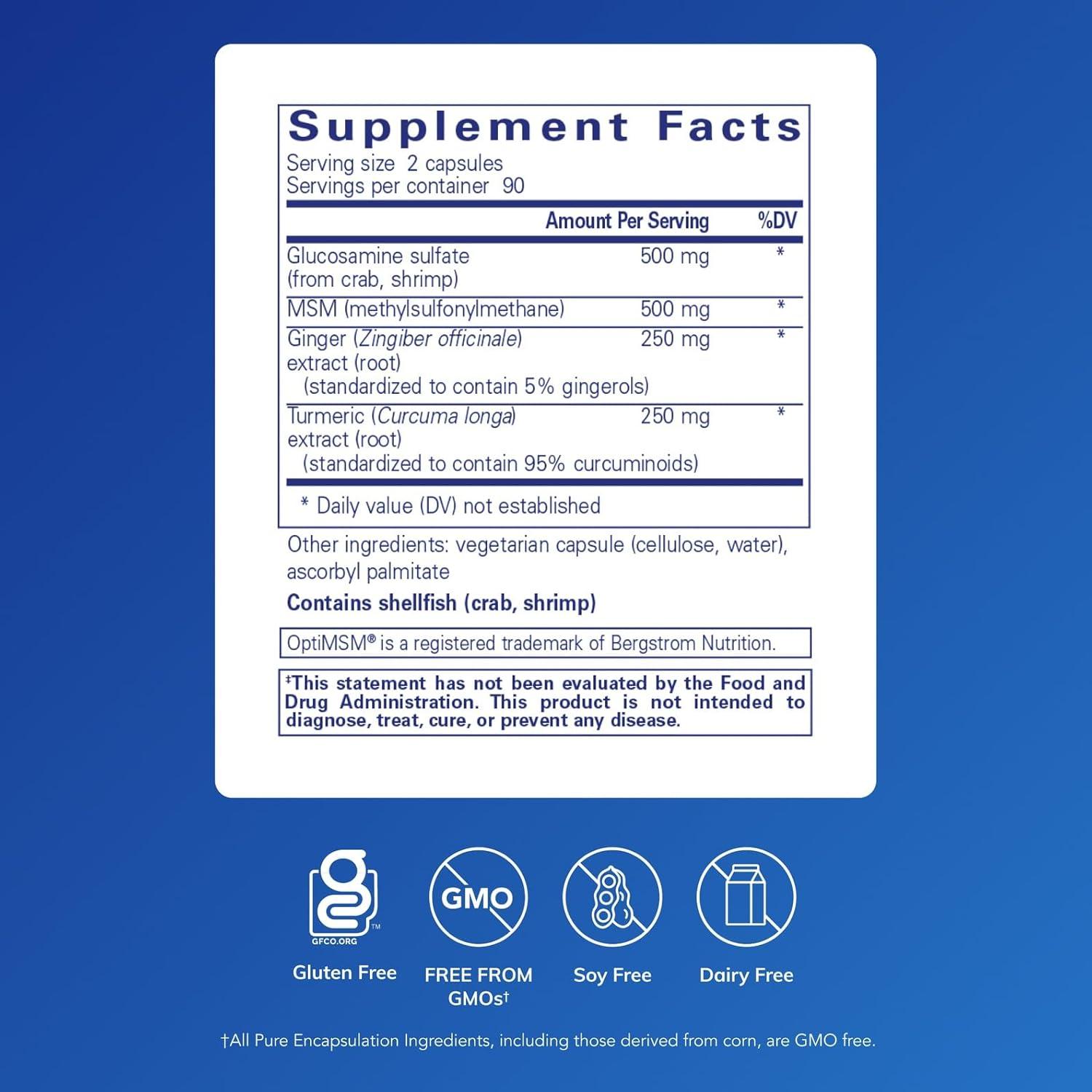 image:imagePure Encapsulations Glucosamine MSM Supplement for Joint Support Mobility Comfort Cartilage Health and Connective Tissue 360 Capsules180 Count Pack of 1