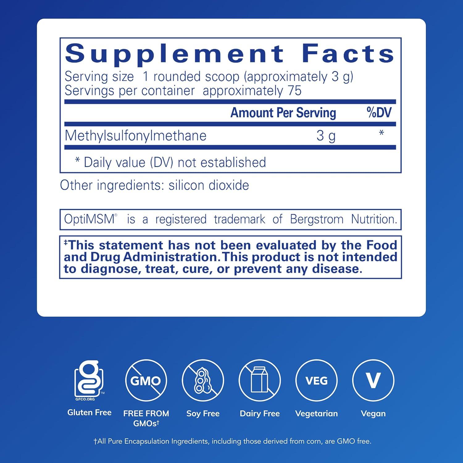 image:imagePure Encapsulations MSM Powder Hypoallergenic Supplement Supports Joint Immune and Respiratory Health 8 Ounces