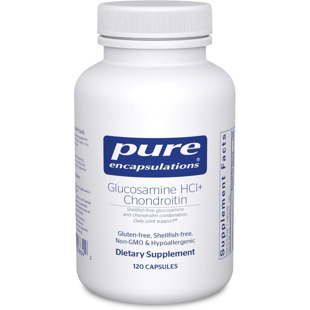 image:imagePure Encapsulations Glucosamine HCl Chondroitin Hypoallergenic DualStrength Support for Healthy Joint Motility and Function 120 Capsules