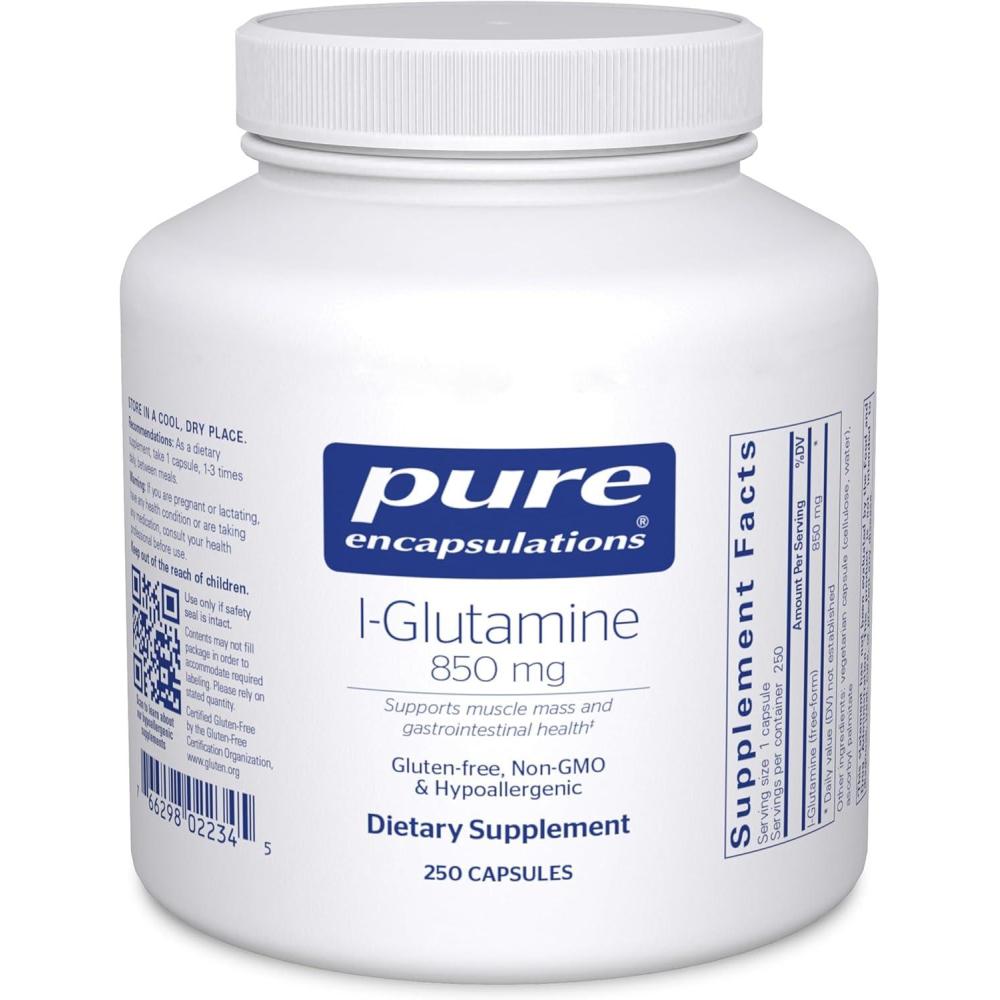 image:imagePure Encapsulations LGlutamine 850 mg Supplement for Immune and Digestive Support Gut Health and Lining Repair Metabolism Boost and Muscle Support 90 Capsules250 Count Pack of 1