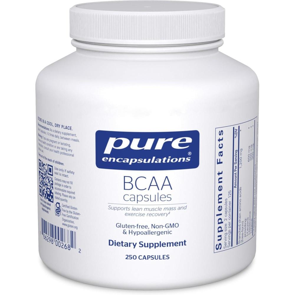 image:imagePure Encapsulations BCAA Capsules Hypoallergenic Supplement to Support Muscle Function During Exercise 250 Capsules250 Count Pack of 1