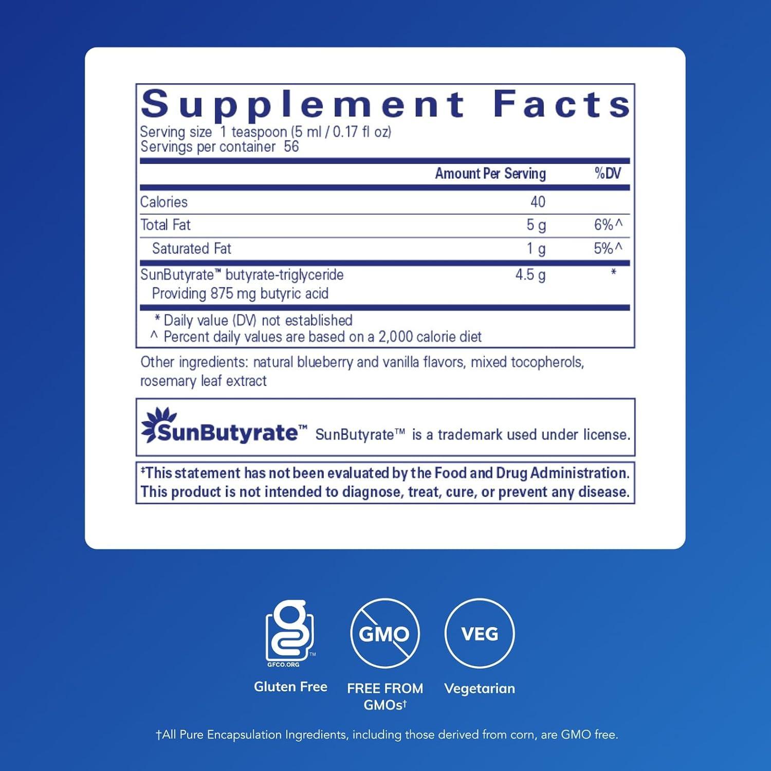 image:imagePure Encapsulations SunButyrateTG Liquid Helps Promote Gut Cell Function 95 fl oz