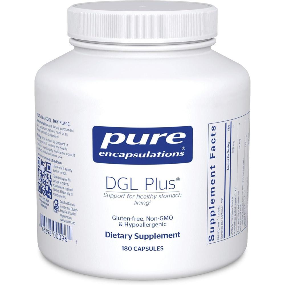 image:imagePure Encapsulations DGL Plus Gut Health Supplements for Men amp Women with Marshmallow Root Aloe Vera Extract amp Slippery Elm Bark NonGMO amp Vegan 60 Capsules180 Count Pack of 1