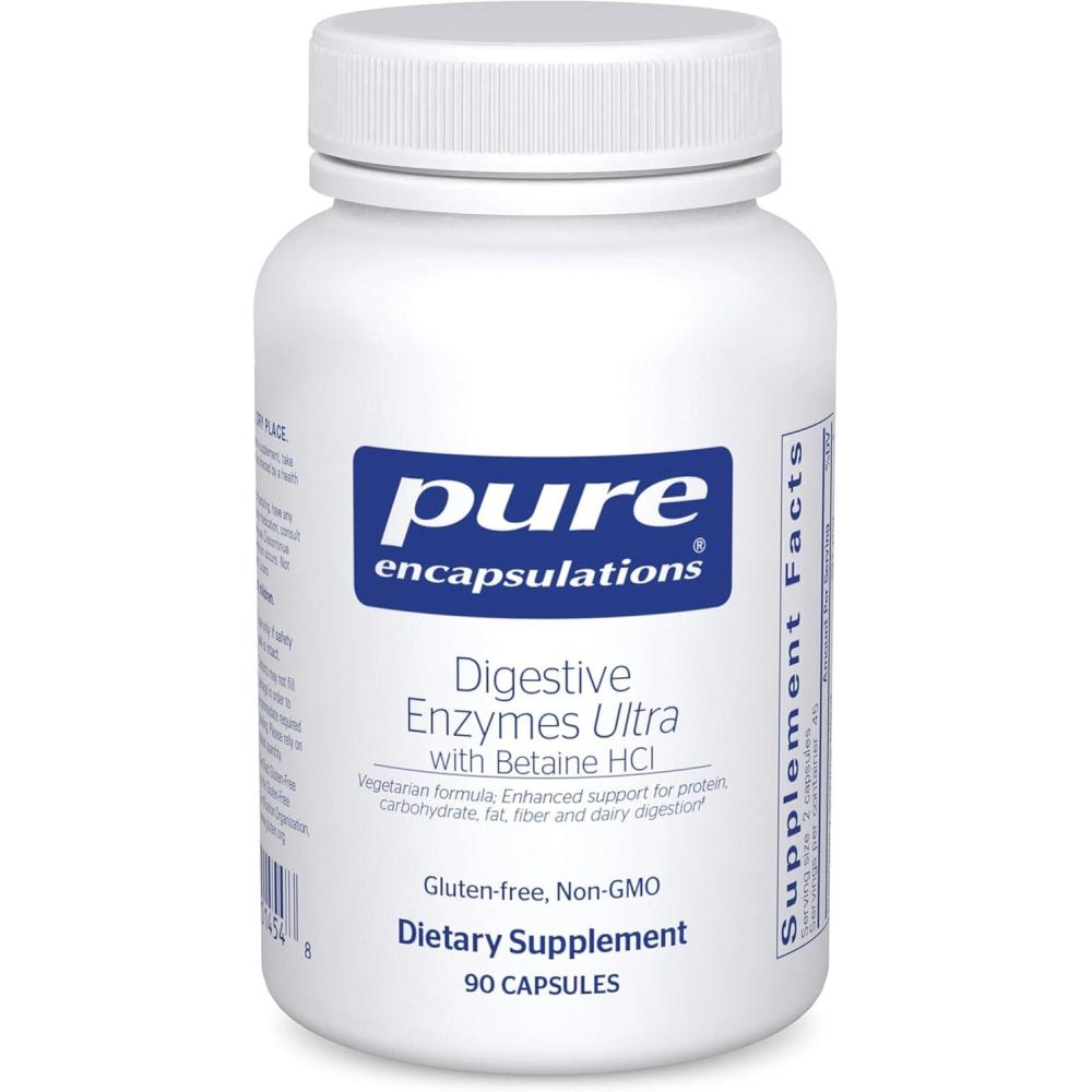 image:imagePure Encapsulations Digestive Enzymes Ultra with Betaine HCl Vegetarian Digestive Enzyme Supplement to Support Protein Carb Fiber and Dairy Digestion 90 Capsules