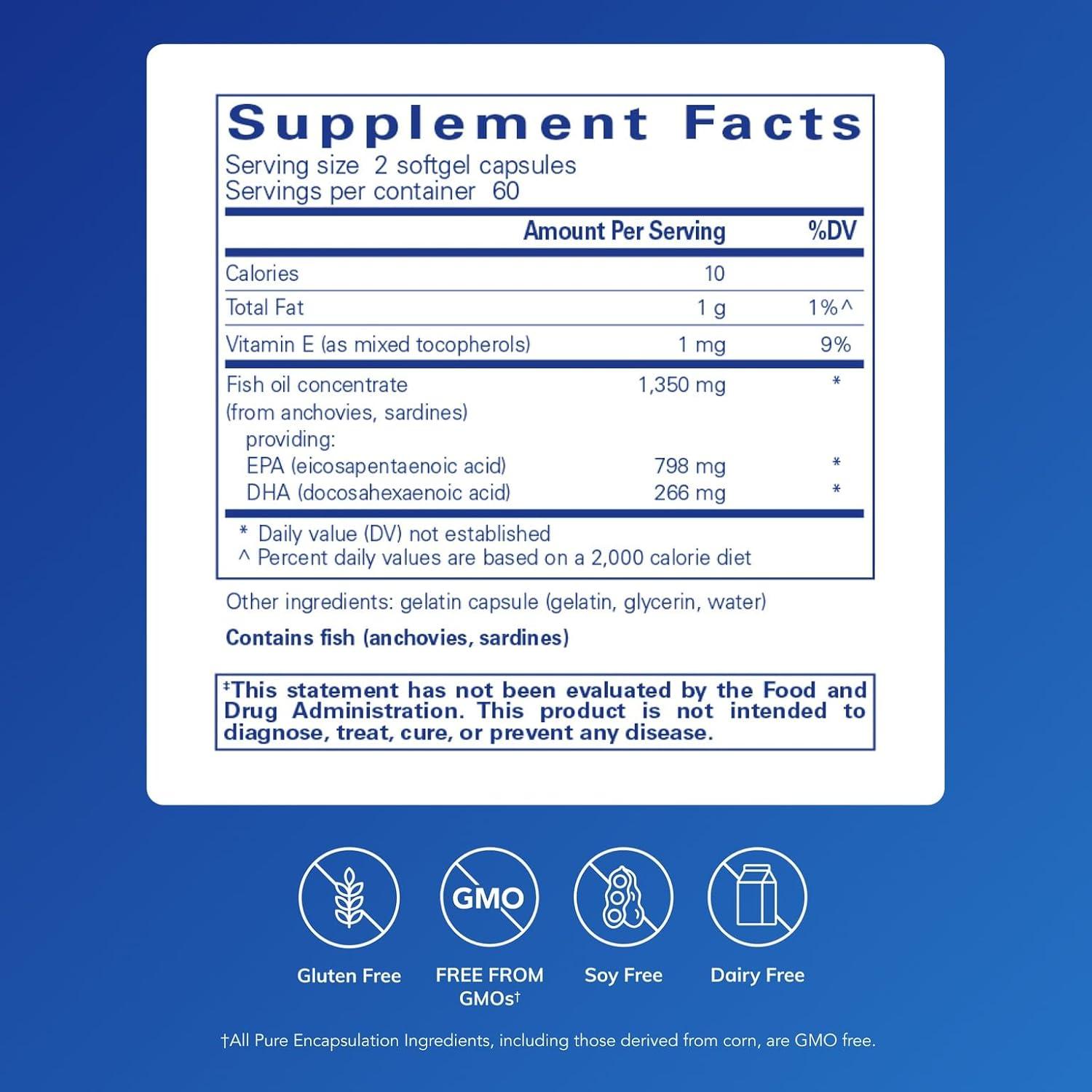 image:imagePure Encapsulations EPA Ultimate EcoFriendly Supercritical CO2 Extracted EPA Fish Oil Concentrate 120 Softgel Capsules
