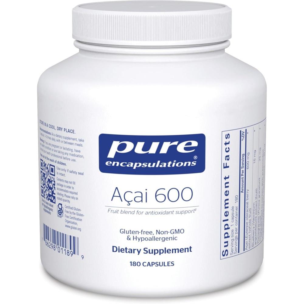 image:imagePure Encapsulations Acai 600 Berry Supplement for Fiber Immune Support Antioxidants and Flavonoids 180 Capsules
