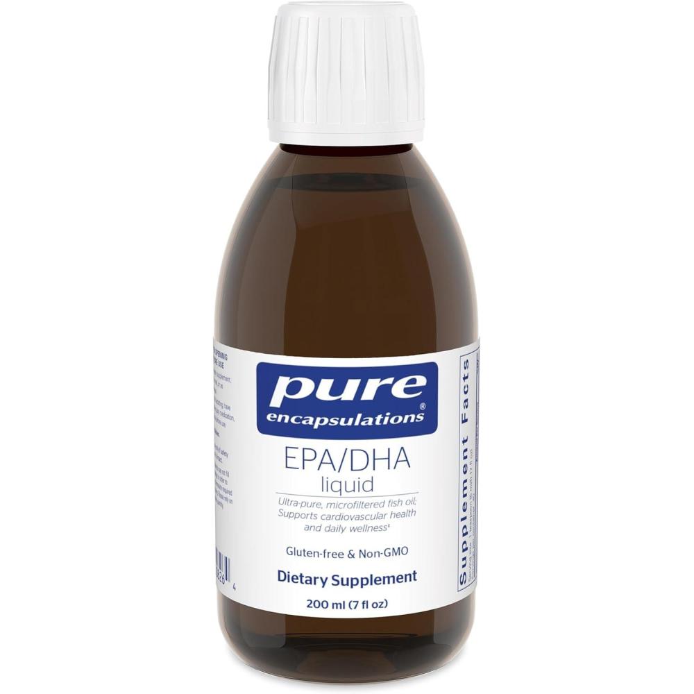 image:imagePure Encapsulations EPADHA Liquid UltraPure Molecularly Distilled Fish Oil Liquid 7 fl oz Lemon Flavor
