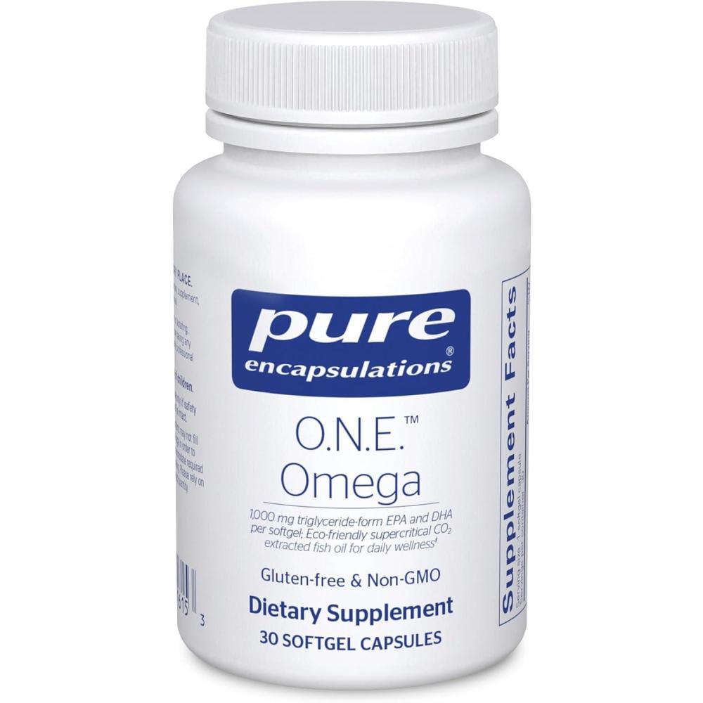image:imagePure Encapsulations ONE Omega Fish Oil Supplement for Heart Health Joints Skin Eyes and Cognition Fish Oil Concentrate with EPA and DHA 30 Softgel Capsules30 Count Pack of 1