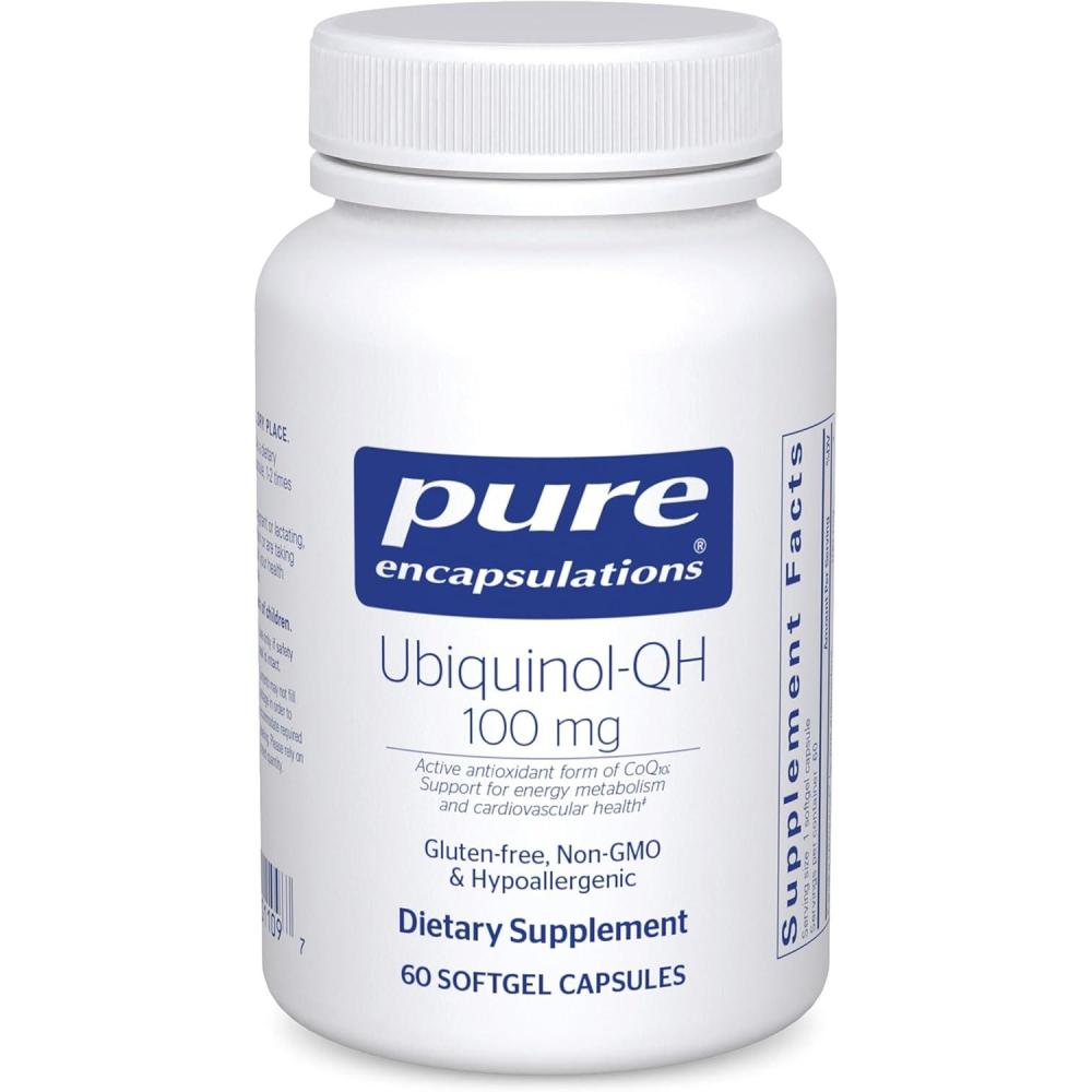 image:imagePure Encapsulations UbiquinolQH 100 mg CoQ10 Supports Energy Metabolism amp Heart Health Coenzyme Antioxidants Supplement NonGMO 60 Softgel Capsules