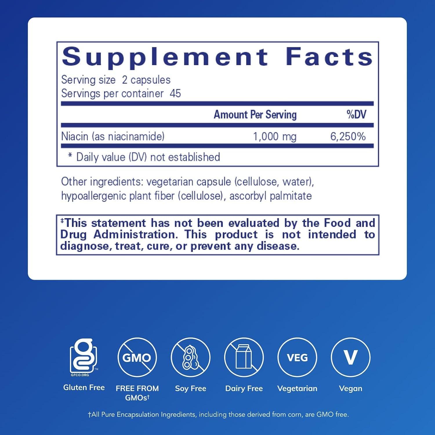 image:imagePure Encapsulations Niacinamide Vitamin B3 Supplement to Support Energy Metabolism Joint Mobility and Metabolic Function 90 Capsules90 Count Pack of 1