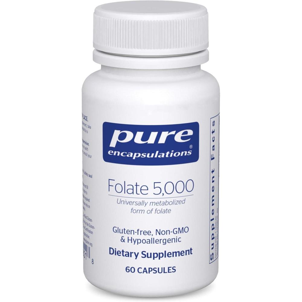 image:imagePure Encapsulations Folate 5000 Activated Vitamin B9 as 5Methyltetrahydrofolate 5MTHF 60 Capsules