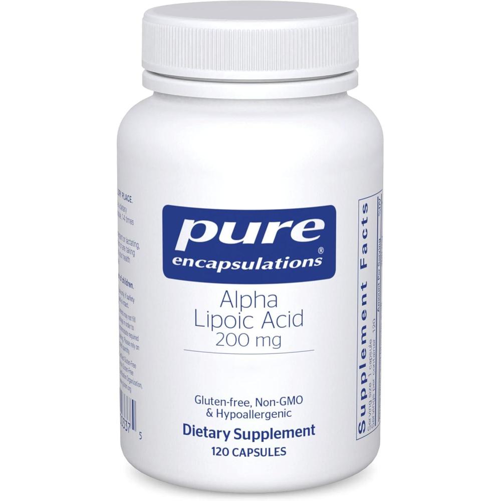 image:imagePure Encapsulations Alpha Lipoic Acid 200 mg 200mg ALA Liver amp Antioxidant Support for Nerve Health amp Carb Metabolism Vegan amp NonGMO Supplement 120 Capsules120 Count Pack of 1