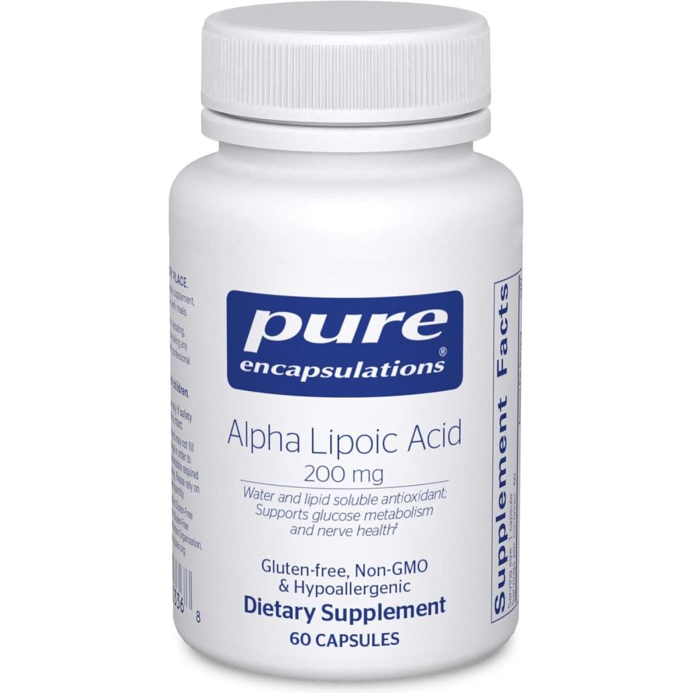image:imagePure Encapsulations Alpha Lipoic Acid 200 mg 200mg ALA Liver amp Antioxidant Support for Nerve Health amp Carb Metabolism Vegan amp NonGMO Supplement 120 Capsules60 Count Pack of 1
