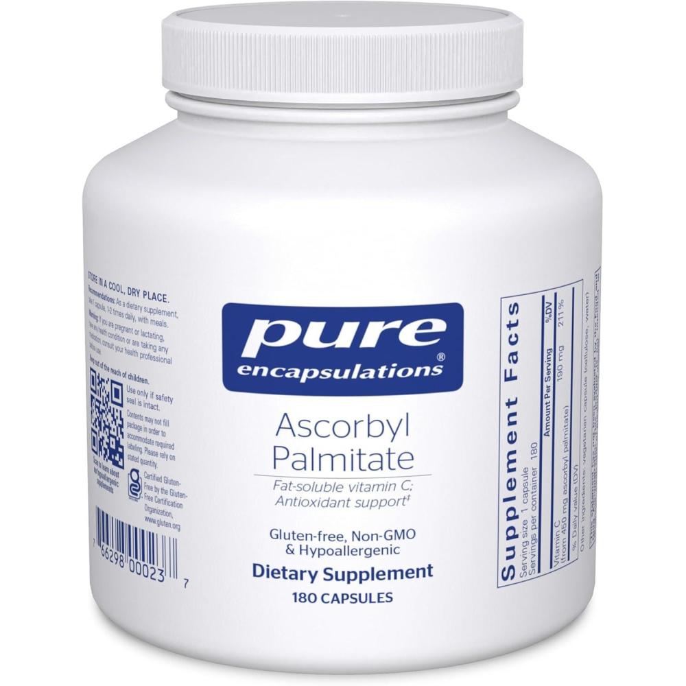 image:imagePure Encapsulations Ascorbyl Palmitate Vitamin C Supplement to Support Iron Absorption and a Healthy Immune System 180 Capsules