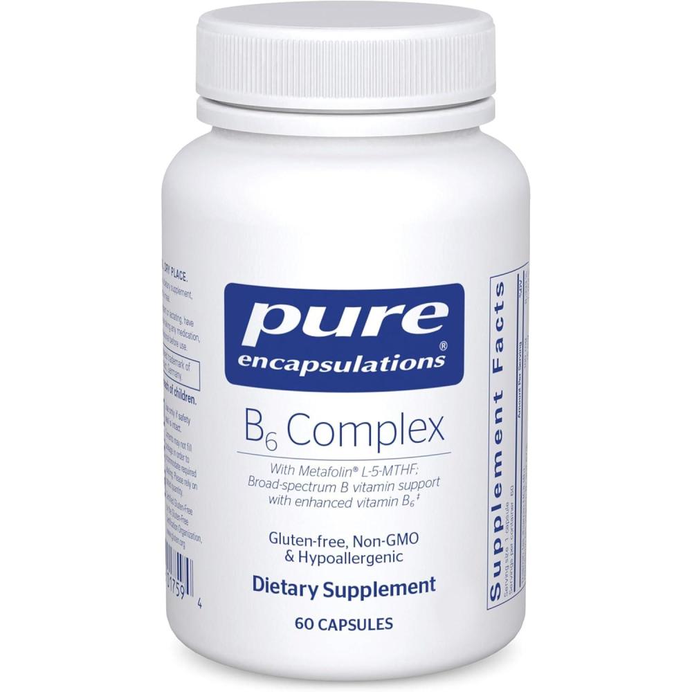 image:imagePure Encapsulations B6 Complex Supports Nervous System amp Brain Health Includes B Vitamins Contains Enriched Vitamin B6 NonGMO amp Gluten Free 120 Capsules60 Count Pack of 1