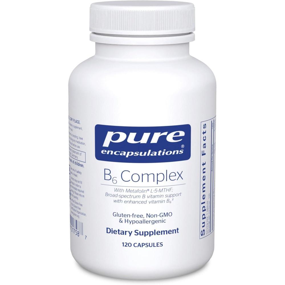 image:imagePure Encapsulations B6 Complex Supports Nervous System amp Brain Health Includes B Vitamins Contains Enriched Vitamin B6 NonGMO amp Gluten Free 120 Capsules120 Count Pack of 1