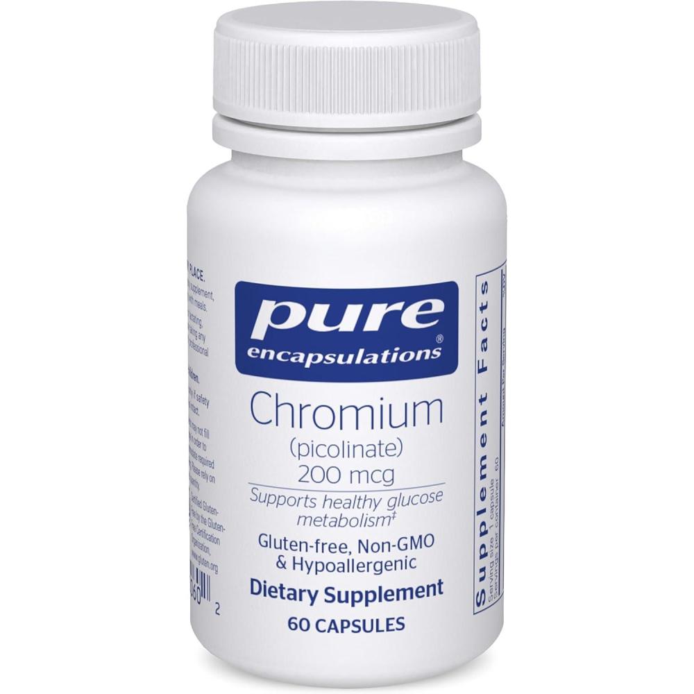 image:imagePure Encapsulations Chromium Picolinate 200 mcg Hypoallergenic Supplement for Healthy Lipid and Carbohydrate Metabolism Support 60 Capsules60 Count Pack of 1