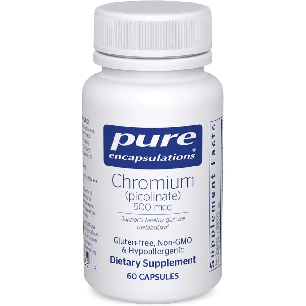 image:imagePure Encapsulations Chromium Picolinate 500 mcg for Lipid amp Carbohydrate Metabolism Mineral Supplement Superior Absorption Chromium Supplement Vegan amp Gluten Free 180 Capsules60 Count Pack of 1