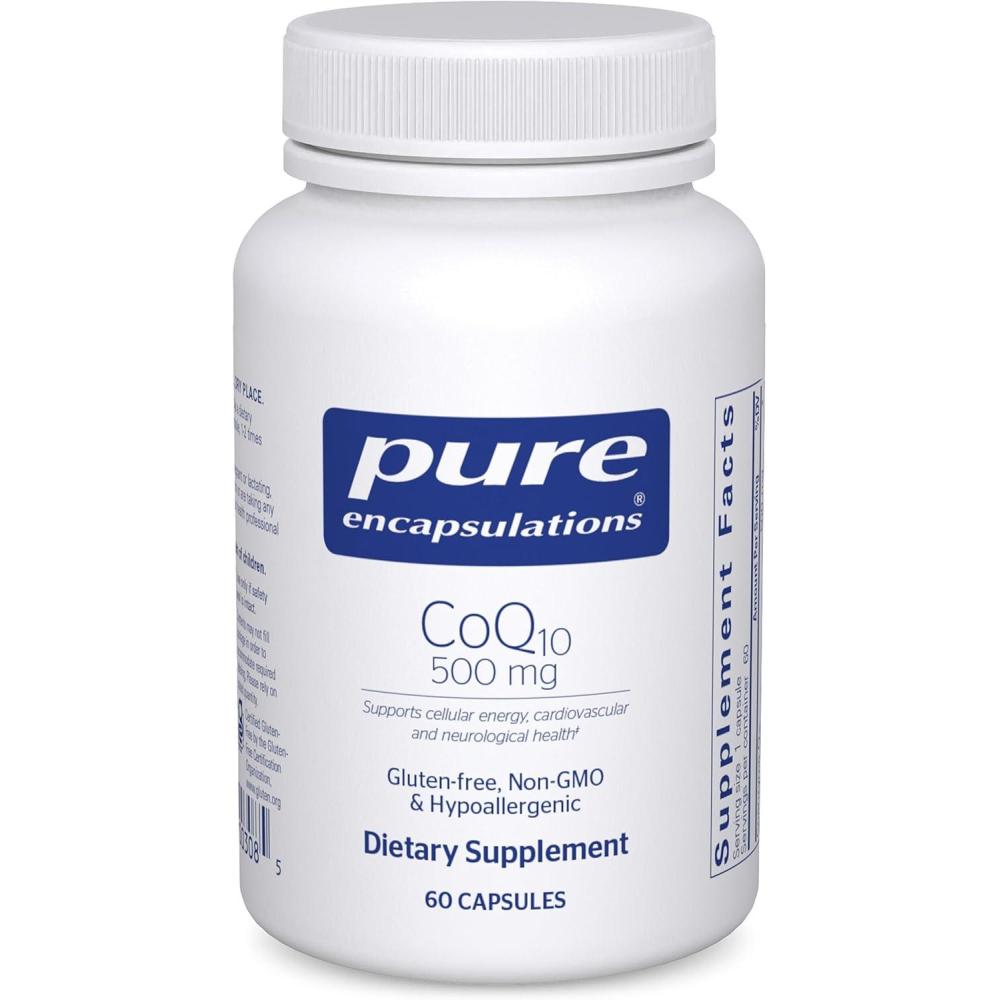 image:imagePure Encapsulations CoQ10 500 mg Coenzyme Q10 Supplement for Energy Antioxidants Brain and Cellular Health Cognition and Cardiovascular Support 60 Capsules60 Count Pack of 1