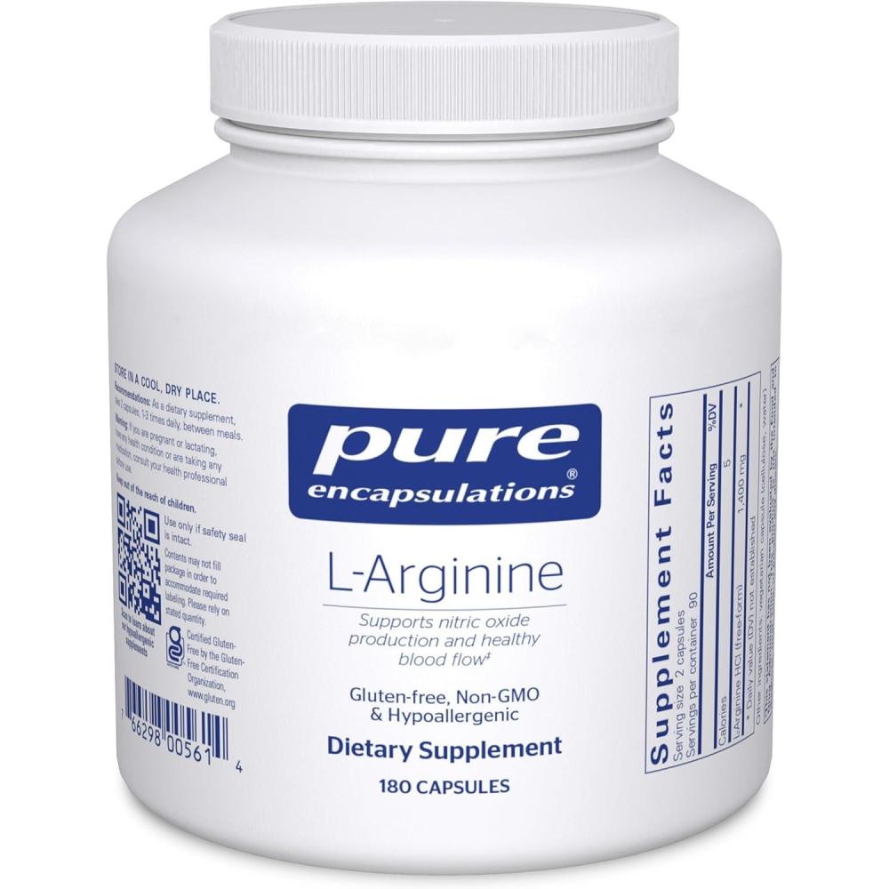 image:imagePure Encapsulations LArginine 1400 mg Support Nitric Oxide Production Heart Health amp Blood Flow Gluten Free amp NonGMO 180 Capsules180 Count Pack of 1