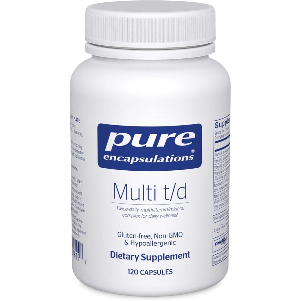 image:imagePure Encapsulations Multi TD Multivitamin amp Mineral Supplement for Daily Wellness Cardiovascular amp Immune Health Rich in Vitamins amp Minerals Gluten Free amp Vegetarian 60 Capsules120 Count Pack of 1