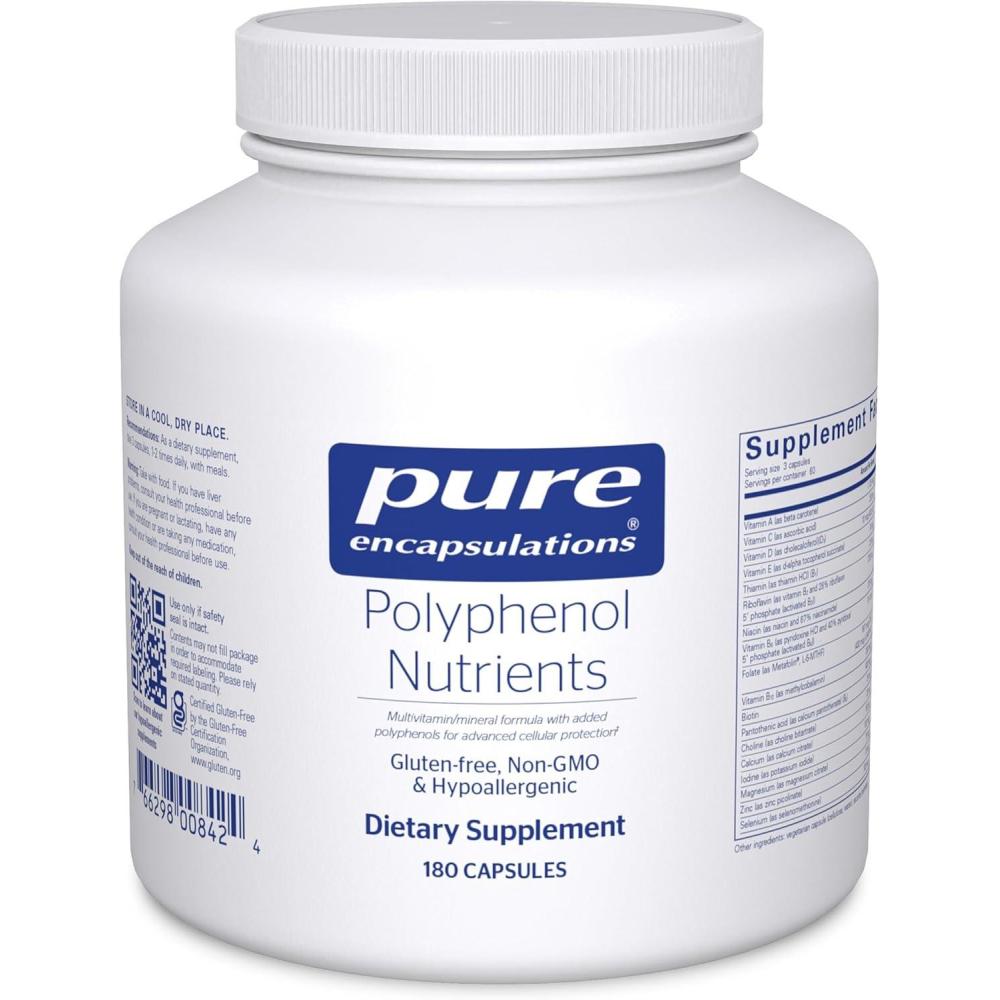 image:imagePure Encapsulations Polyphenol Nutrients Hypoallergenic Nutrient Dense MultivitaminMineral Formula 180 Capsules180 Count Pack of 1