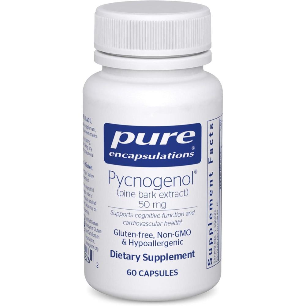 image:imagePure Encapsulations Pycnogenol Pine Bark Extract 50 mg Hypoallergenic Supplement to Support Cognitive Function and Cardiovascular Health 60 Capsules60 Count Pack of 1