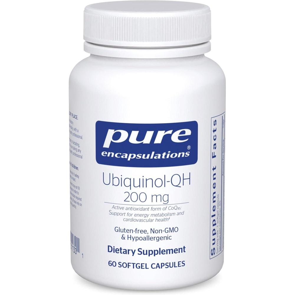 image:imagePure Encapsulations UbiquinolQH 200 mg Ubiquinol Active Form of Coenzyme Q10 Heart Health amp Energy Metabolism Support Antioxidant Supplement 60 Softgel Capsules
